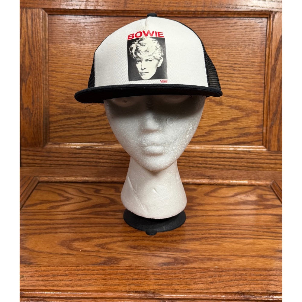 Vans David Bowie Trucker Hat Black White Snapback Mesh Cap New With Tags